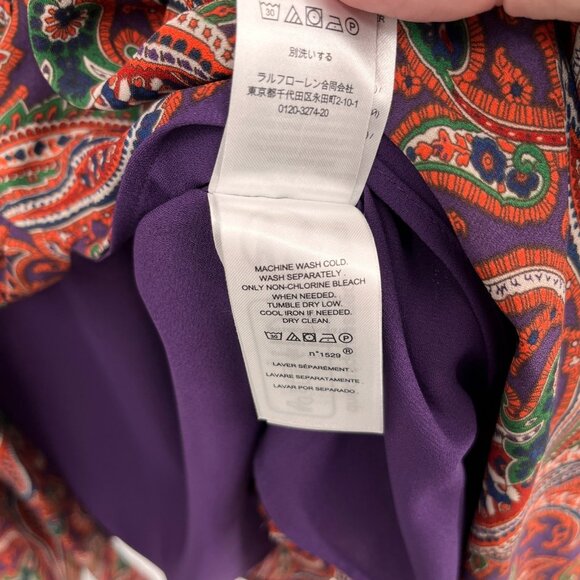 Lauren Ralph Lauren Double Faced Georgette Wrap Dress Size 14 Orange Print - Picture 14 of 14